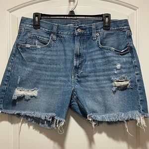 Old Navy Medium Blue slouchyDistressed Frayed Hem Denim Shorts